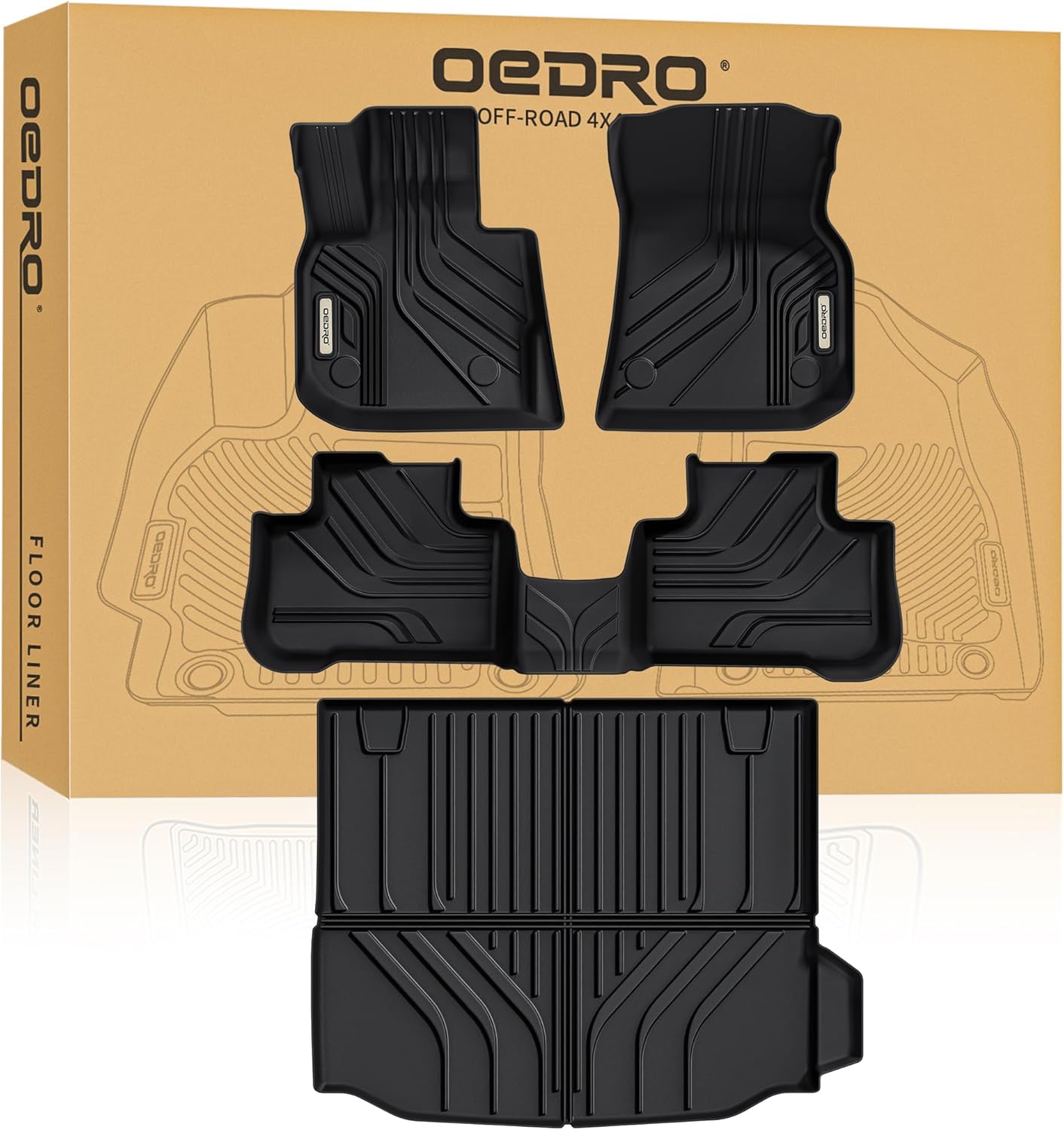 OEDRO Upgraded Floor Mats Fit for 2019-2024 BMW X3, TPE All Weather Floor Liners Custom Fit for BMW X3 30i M40i X3M, Only for Car Without Spare tire (NOT fit X3 30e), Floor Mats Trunk Liner, Black