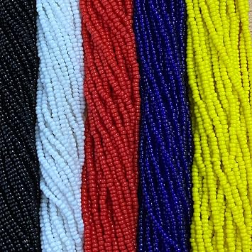 11/0 Glass Seed Beads, 12 String Hanks, Small Craft Beads, 2 mm Total 5 Colors Set5