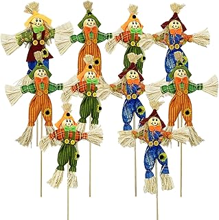 EBaokuup 10 PCS Halloween Scarecrow Decoration - 11.8 Inch Fall Harvest Scarecrow Thanksgiving Scarecrow Fall Harvest Stan...