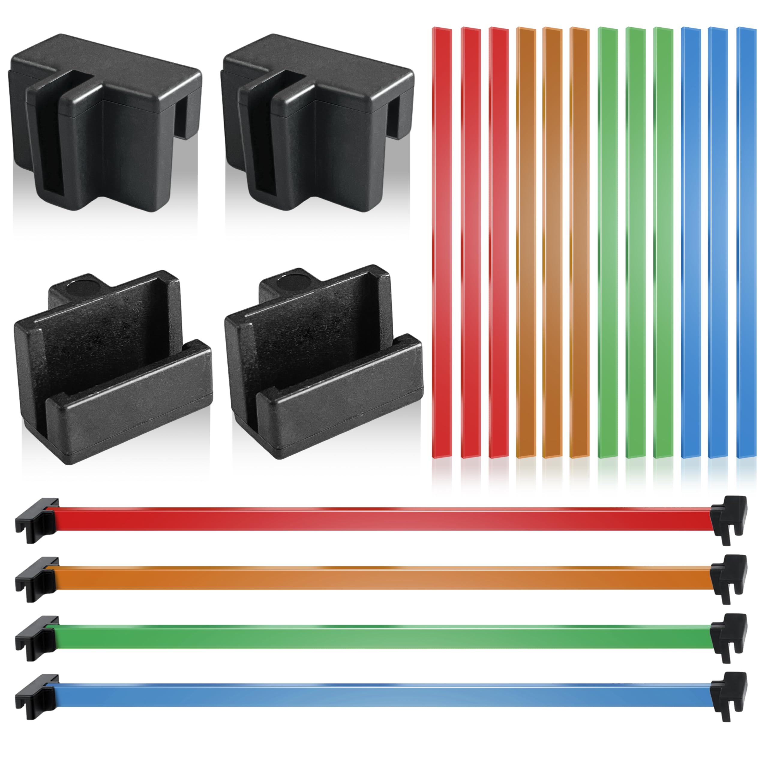 NICERINC 12 Pcs Hanging File Rail and 24 Pcs Clip Set,File Rails Hanging System Keeping Your Folders Neat and Organized,15.8 Inches Long,1/2 Inch Wide