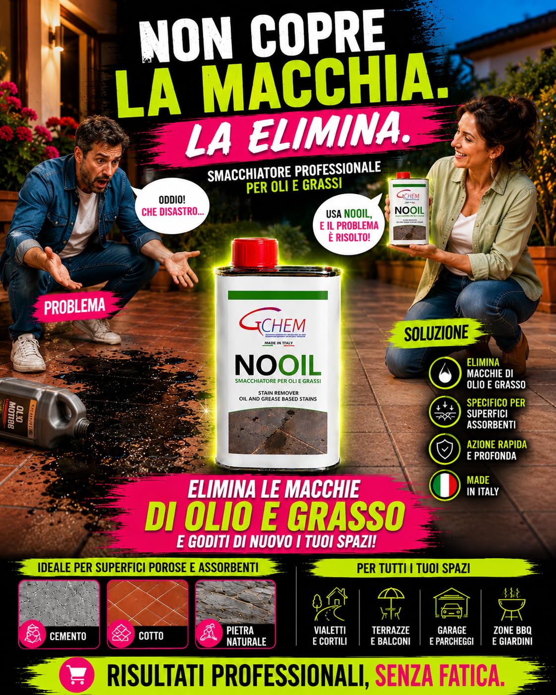 Smacchiatore Professionale Rimuovi Macchie di Olio e Grasso da Marmo, Cotto, Pietra e Cemento - smacchiatore efficace per rimuovere macchie di olio e grasso da qualsiasi superficie in pietra