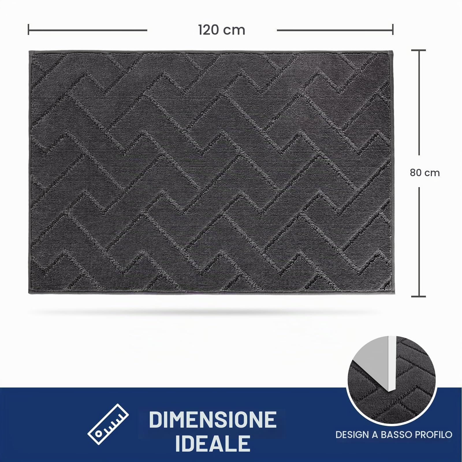 FCSDETAIL Zerbino Interno 80 x 120 cm, Tappetino Antiscivolo e Lavabile in Lavatrice, Tappetino d'Ingresso Assorbenti per Cane, Ingresso, Porta e Corridoio