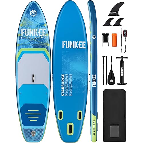 11’×34"×6" Extra Wide Inflatable Stand Up Paddle Board, Sup Board with Removable Fins, Backpack, Floating Paddle, Safety Leash, Floating Phone Case for Adults & Youth of All Skill Levels