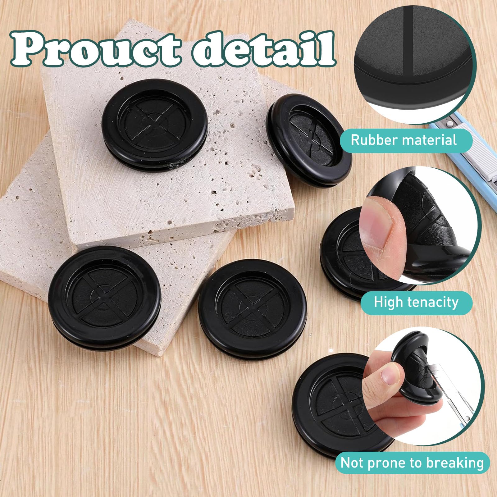 Passacavi in Gomma 52 Pezzi Assortiti Guarnizione Tonda antistrappo per Cavi elettrici 7 Misure da 16mm a 38mm Nero Ideale per armadi Quadri elettrici Auto e Fai da Te