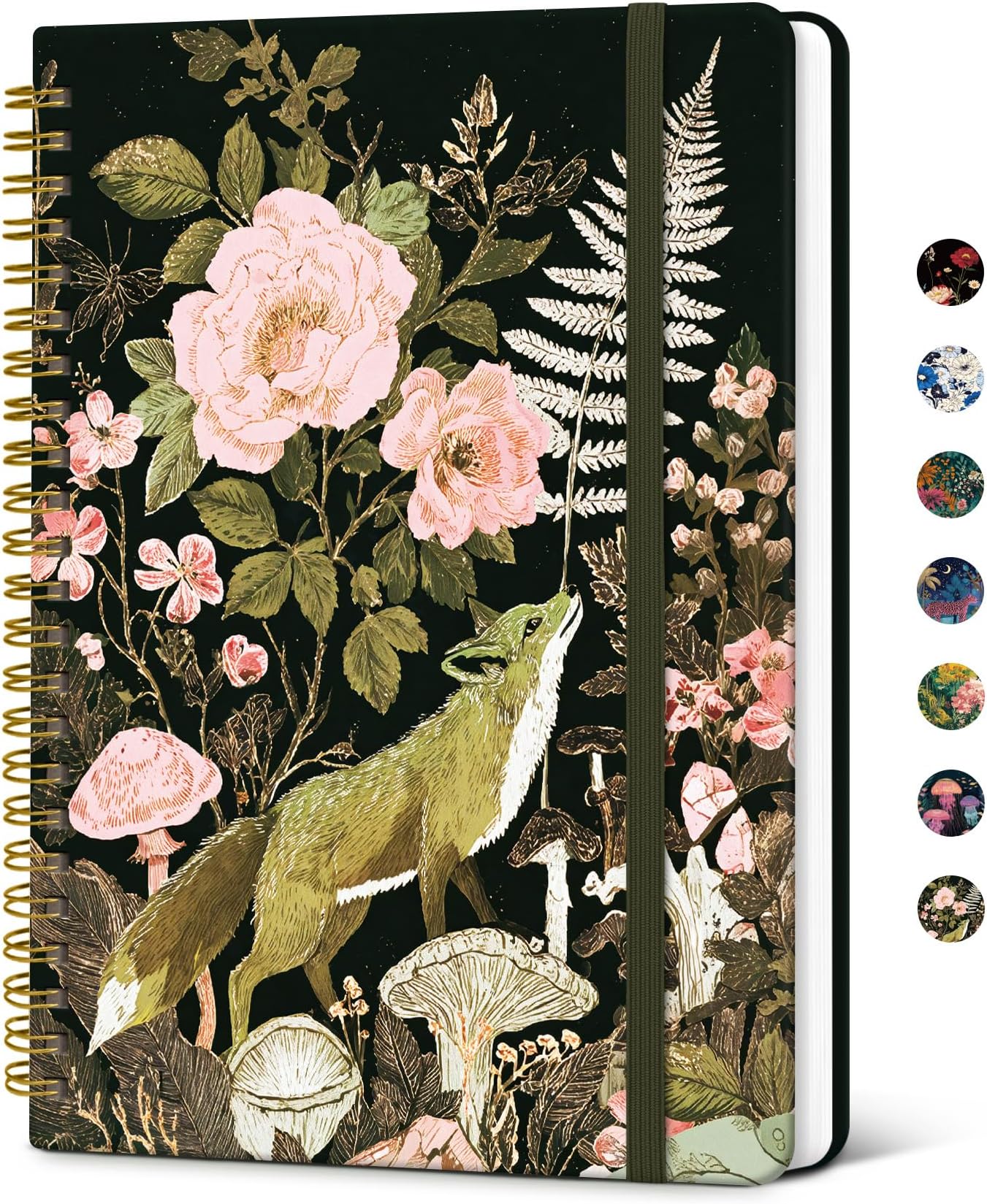 Taja Lined Spiral Notebook Journal for Women A5(5.8" × 8.3"), Cute Hardcover Notebook for Work, School & Note Taking, Pretty College Ruled Journal for Writing, 140 Pages, Wildwood Fox