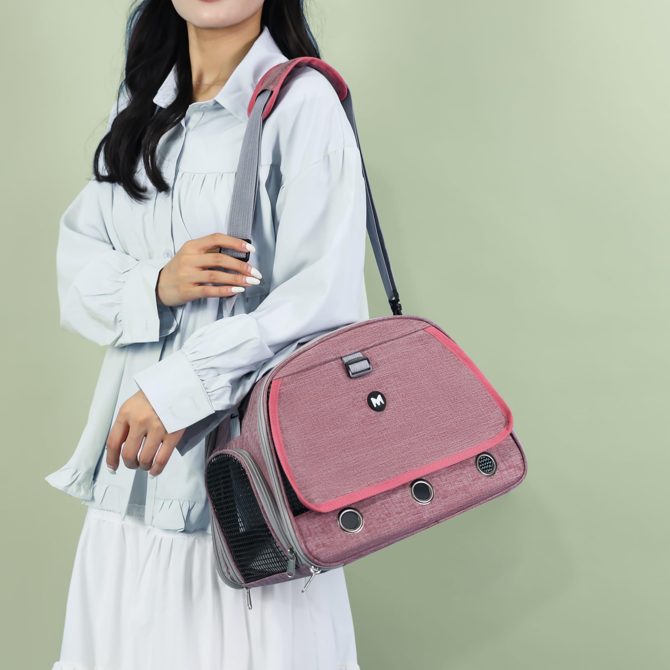SOLAPOLLO Sac à bandoulière respirant pour oiseaux, sac de voyage pour hamster, sac de voyage pour extérieur, lapin, hérisson, oiseau (rose)