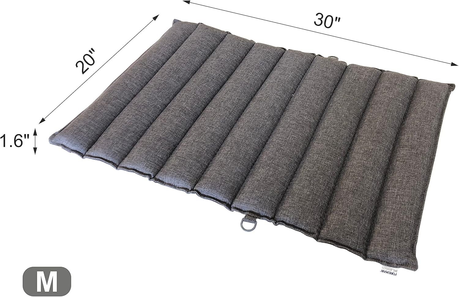 Foreman Foldable Outdoor Indoor Waterproof Heavy Duty Dog Bed Foam Mattress, Durable Water Resistant, Portable and Camping Travel Pet Mat, Medium 30"-20", Gray.