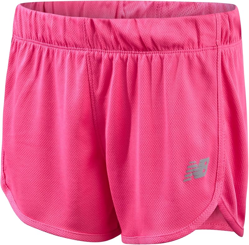 New Balance Shorts de malla con delfines para niñas, baloncesto, voleibol, fútbol, ​​7-16 | Ligero desde los calentamientos hasta los enfriamientos, corte favorecedor, ideal para animar, bailar o hacer gimnasia, se combina con camisetas