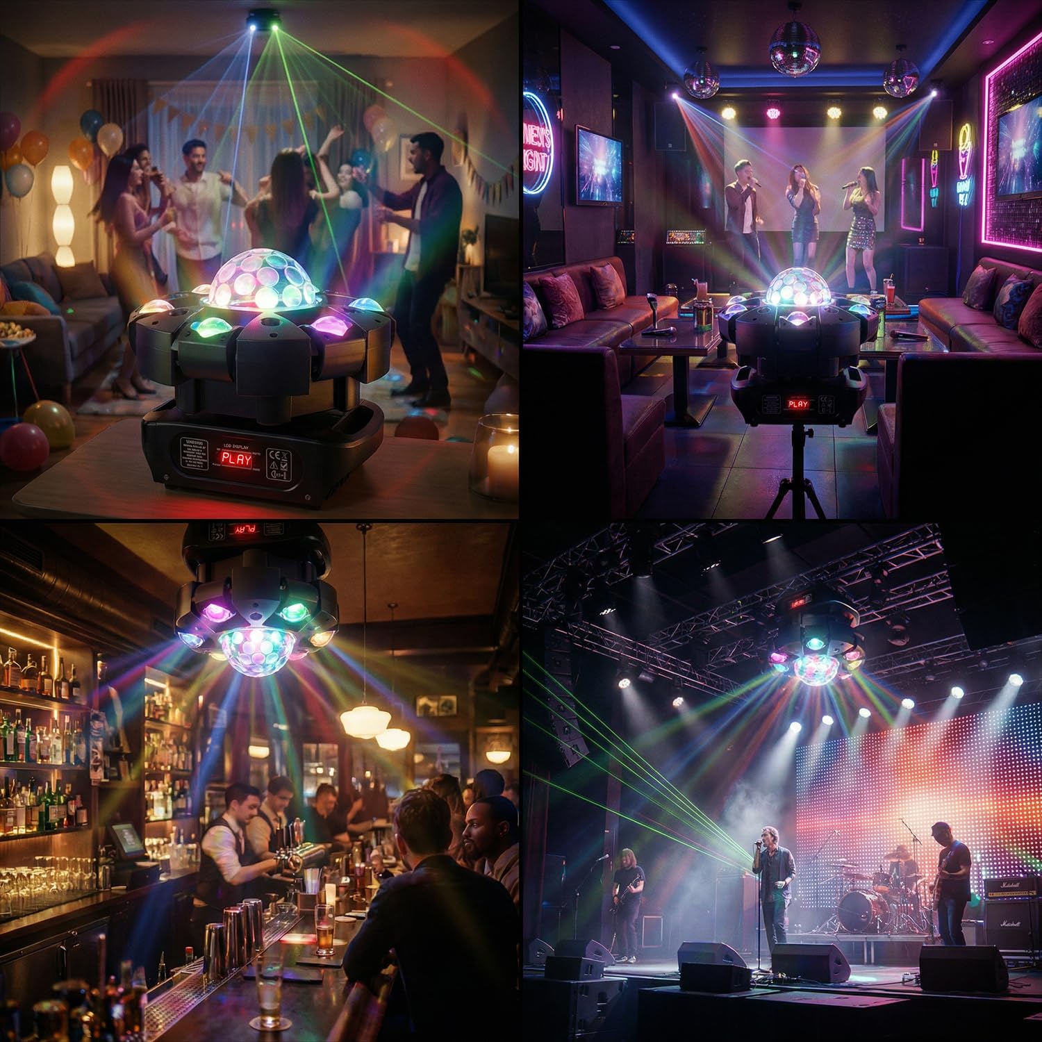 Lyre LED 150W Beam Lumière de scène RGBW avec Télécommande et Boule Disco, éclairage de soirée DJ 25 Canaux Jeux de Lumiere pour Bar, Club, Discothèque, Fête,Disco