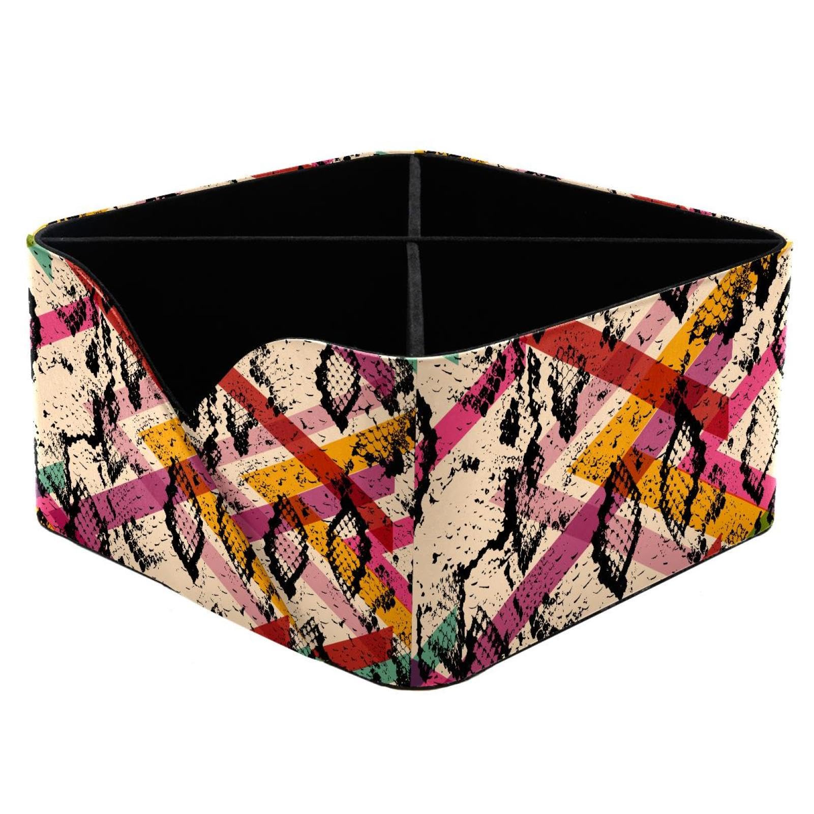 KengjuTesu Abstract Snake Skin Texture Geometric Pattern Desktop Organizer Pen Holder, Rectangular Pencil Cup for Office, Study and Makeup Stations