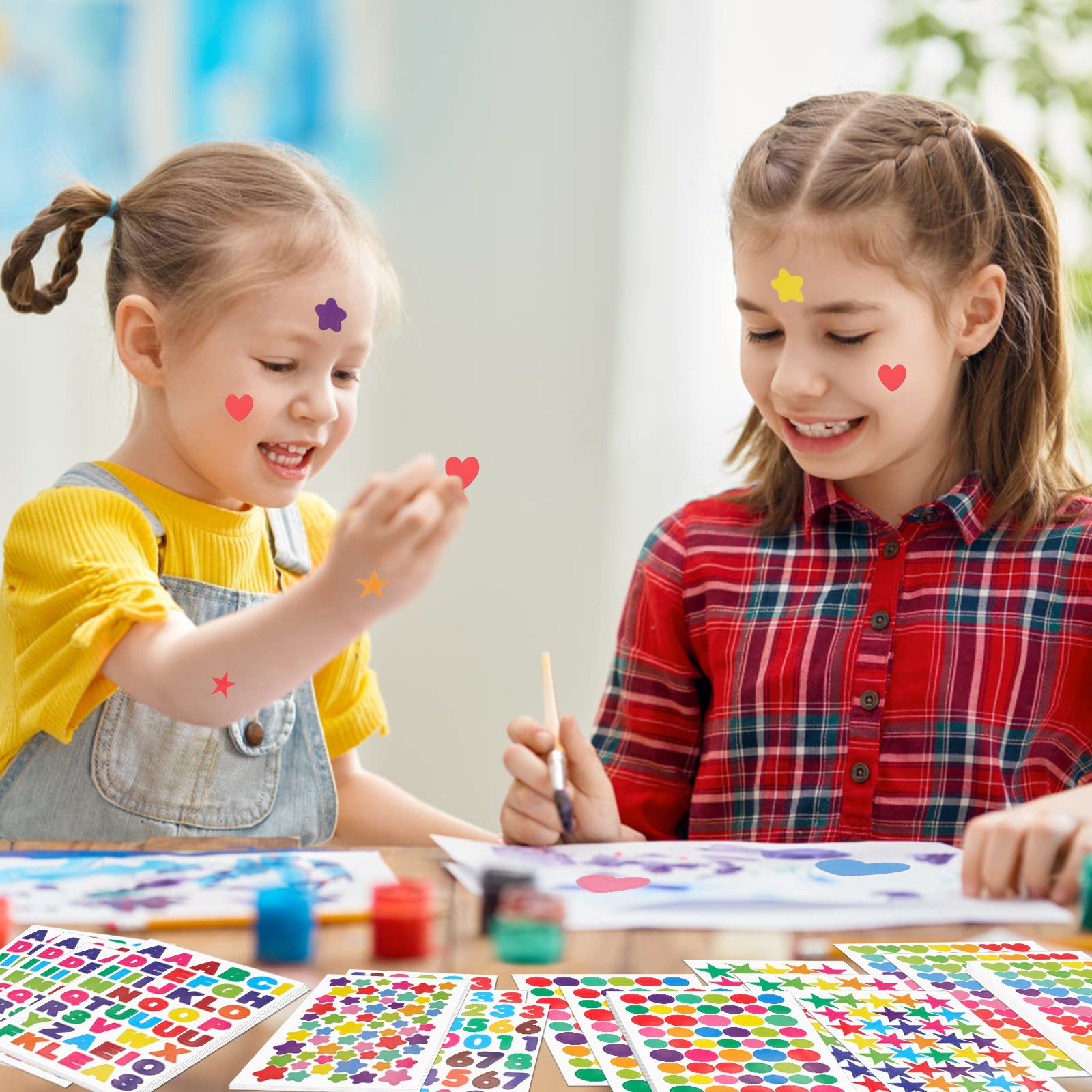 Pegatinas Infantiles 3240 Piezas 60 Hojas Stickers Gomets Colores Letras Números Recompensa para Niños