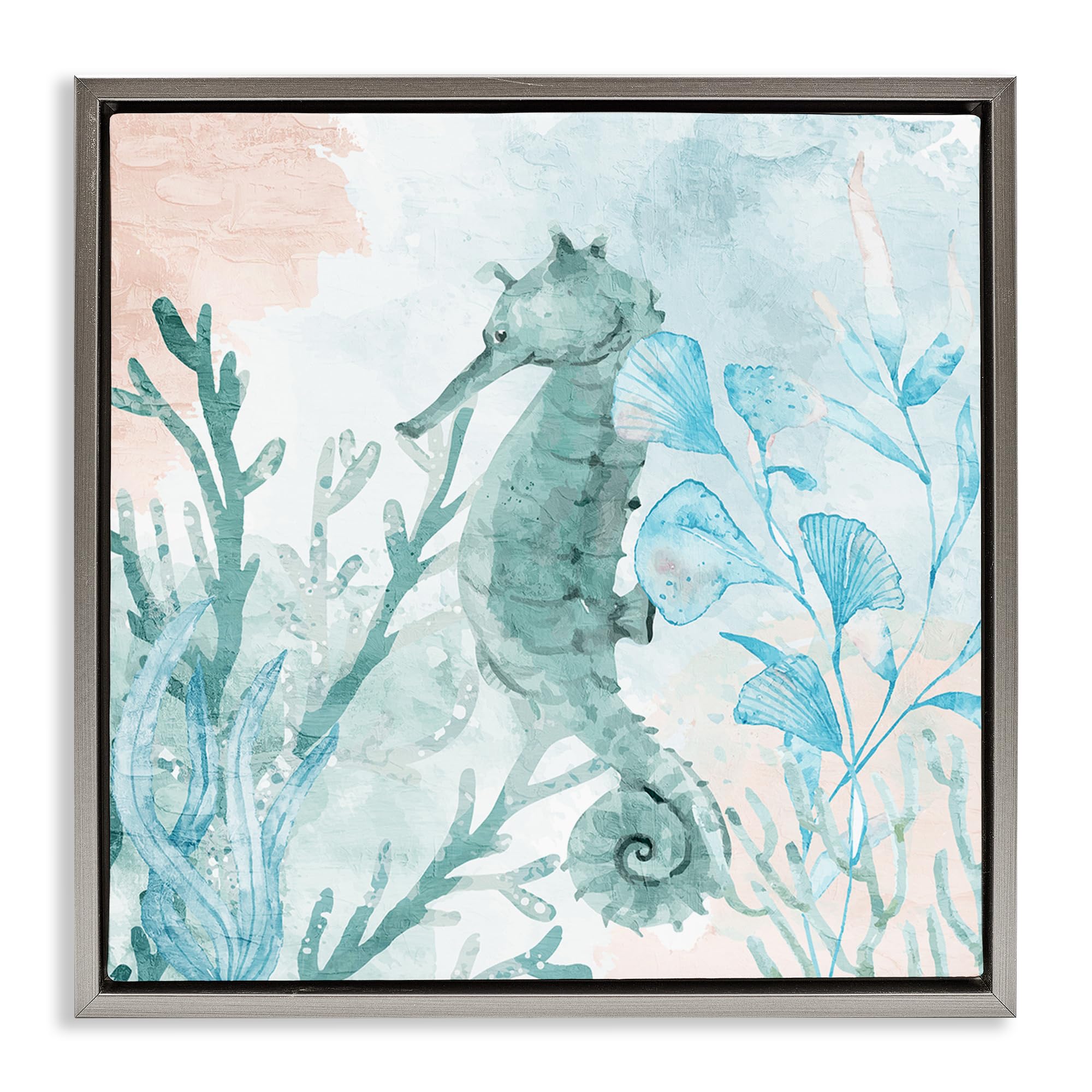 Seahorse Sea Swim Coastal Marine, 17 x 17 Inch Canvas in Floater Frame