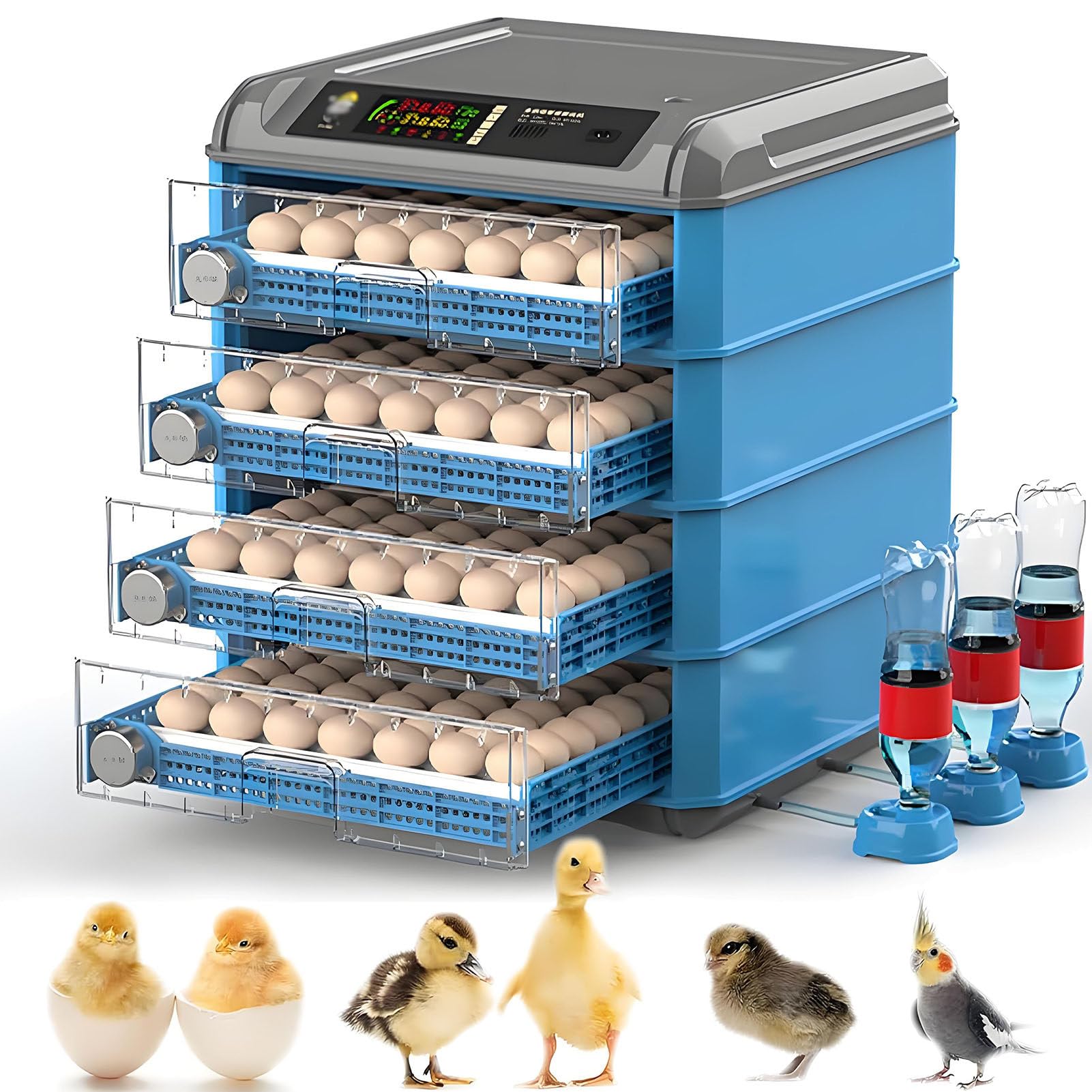 SHENGSHIYU Egg Incubator for Chickens Ducks Goose Birds,Fully Automatic Poultry Hatcher with Intelligent Temperature Control and Humidity Control,Full-Automaatic Incubator for Home Use 4Layers