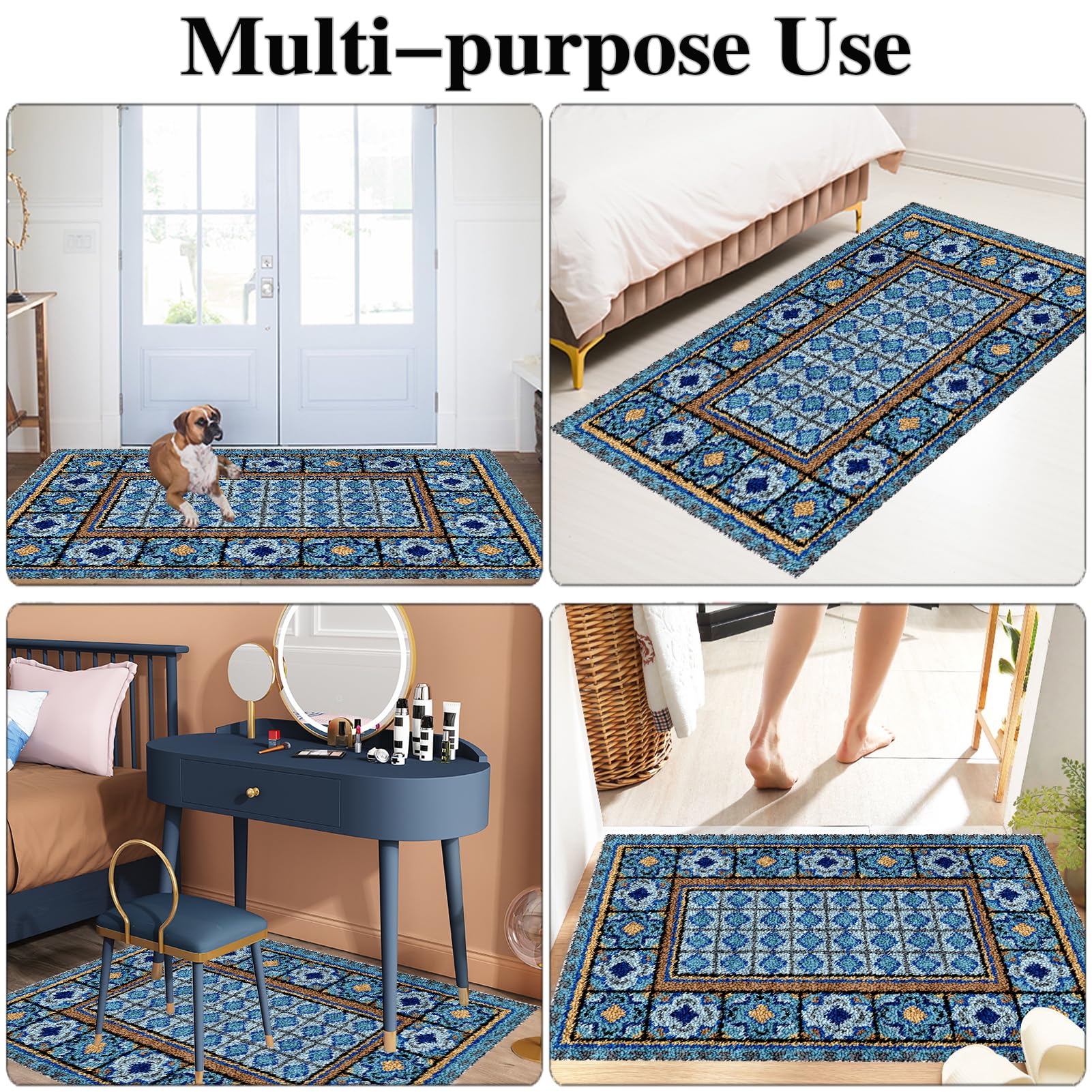 Kit Gancio di Chiusura Tappeto, Kit da Ricamo Tappeto Fai da Te Fare, Tappeto per Uncinetto Latch Hook Rug Kit per Adulti, Kit per Fabbricare Tappeti a Punto Croce, per Decorazione Casa 38 x 52 cm