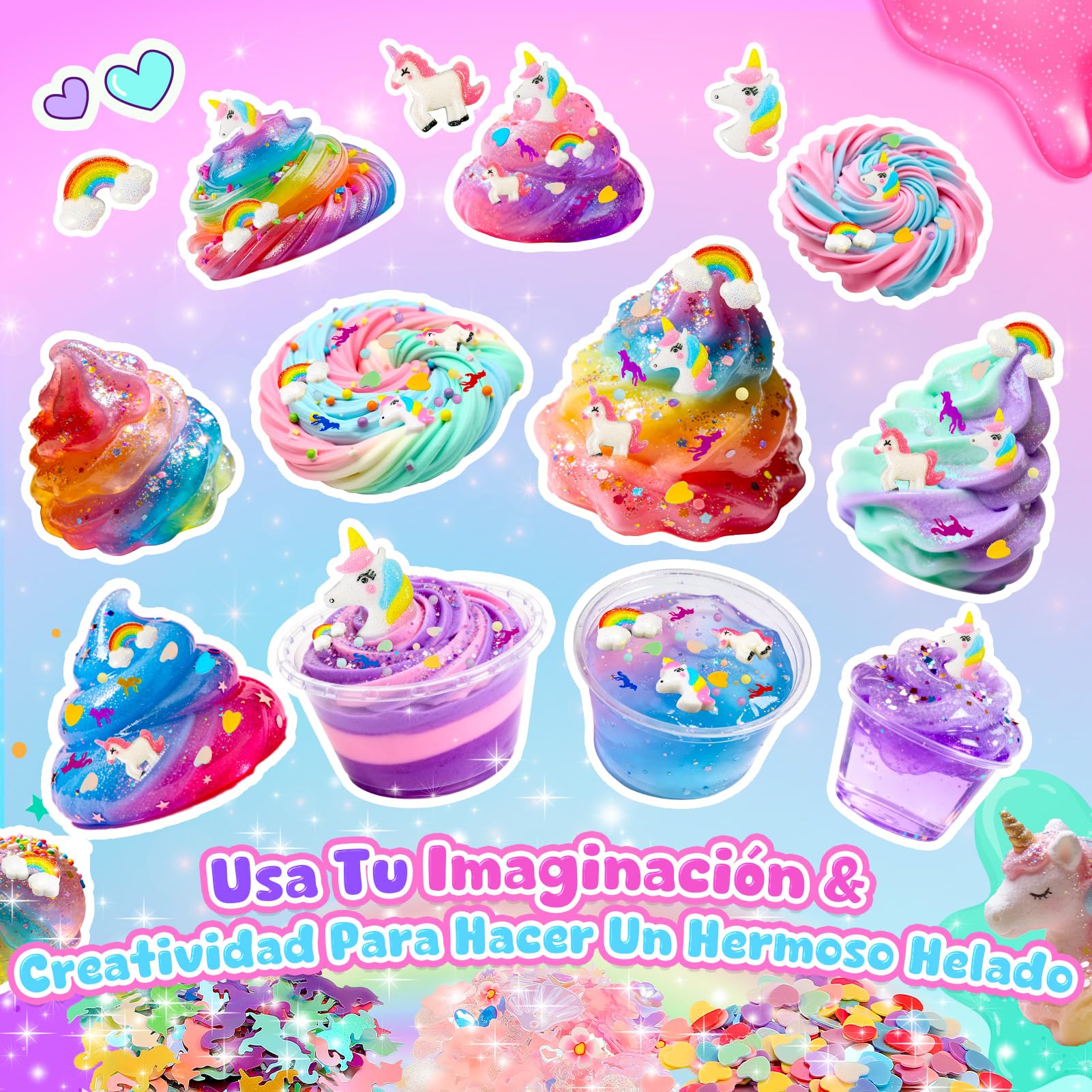 iKidiki Slime para Niñas, Regalo Niña 6 7 8 9 10 11 12 Años Unicornio Activador Slime Fluffy Kit Juguetes Niños Niña 6-12 Años Manualidades para Niñas Regalos de Cumpleaños para Niños