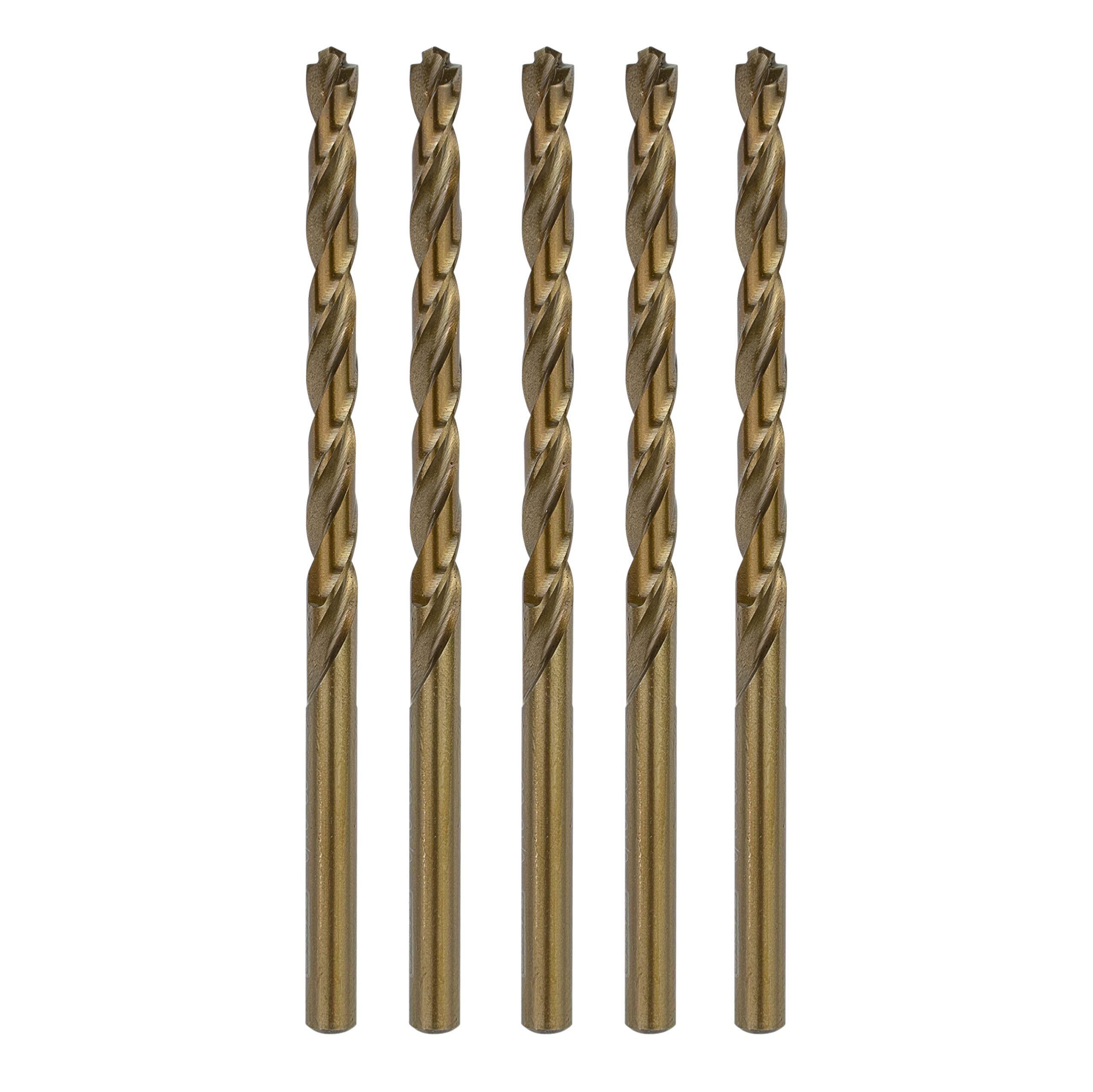 Sabre Tools 3/16 Inch Cobalt Drill Bit Set 5pcs Heavy-Duty Metal Drill Bits for Steel, Hard Metal, Cast Iron (3/16" x 3-1/2")