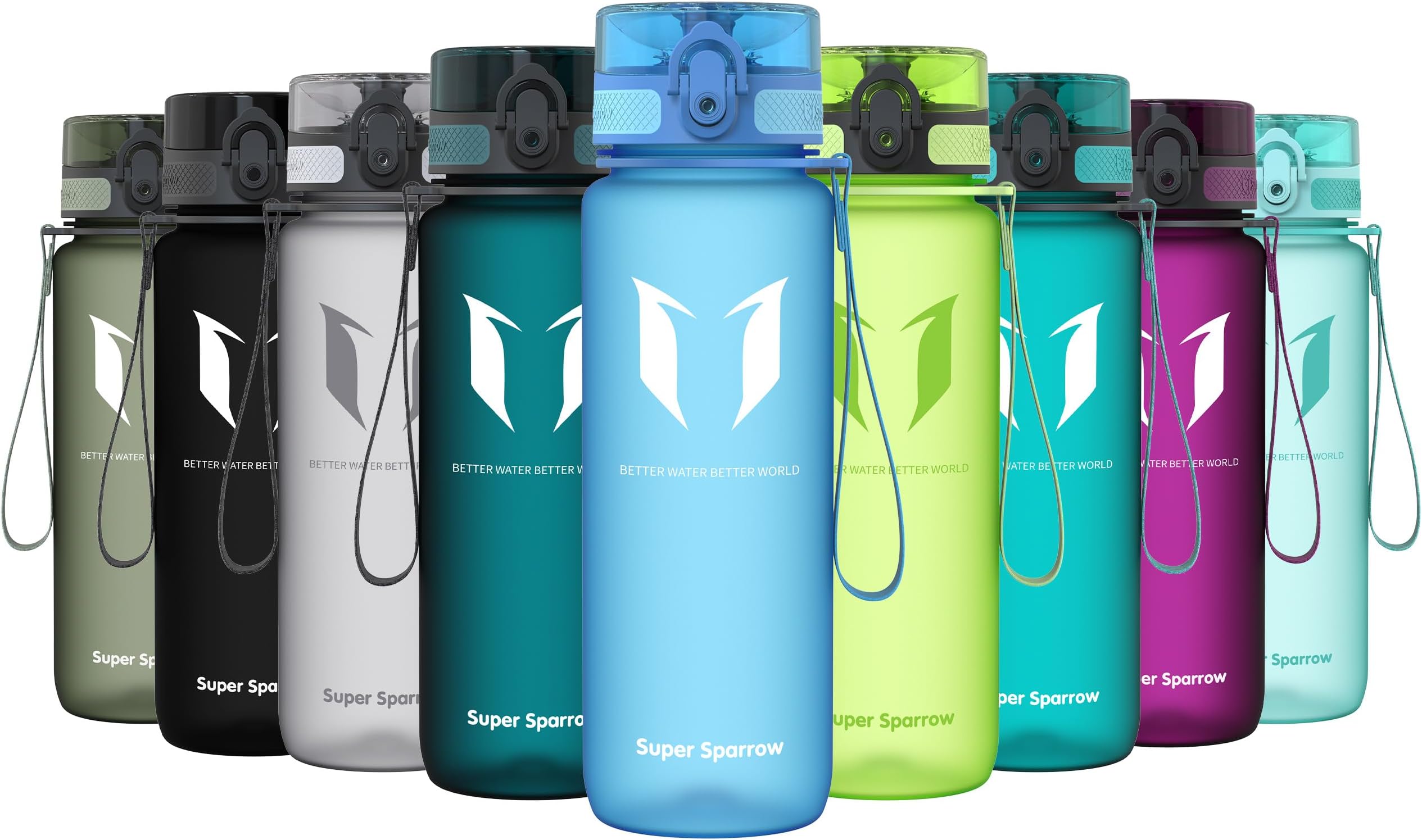 Sports Water Bottle - 350ml & 500ml & 750ml & 1000ml - Non-Toxic BPA Free & Eco-Friendly Tritan Co-Polyester Plastic - For Running, Gym, Yoga, Outdoors and Camping