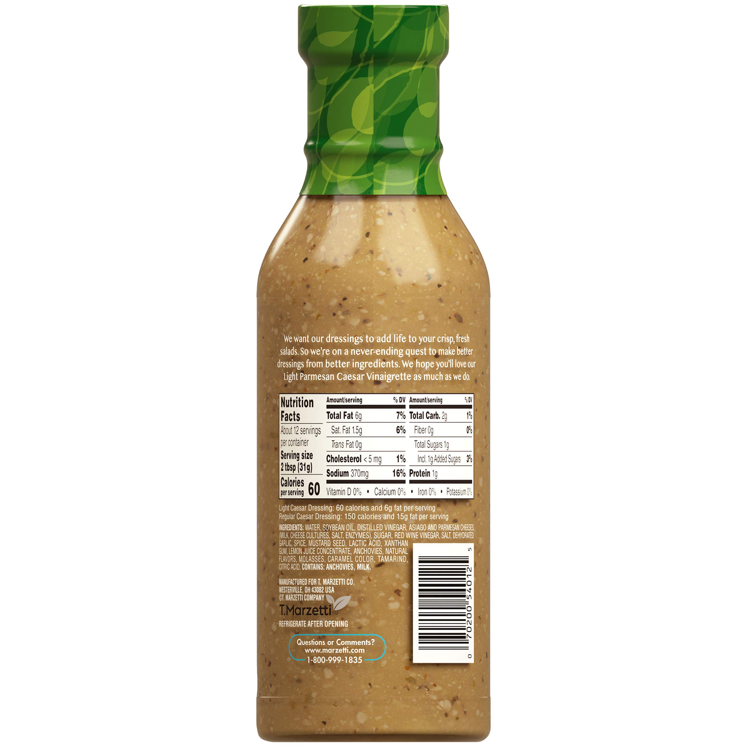 Amazon.com : Marzetti Light Caesar Vinaigrette, 12 oz., Pack of 6 : Grocery  & Gourmet Food