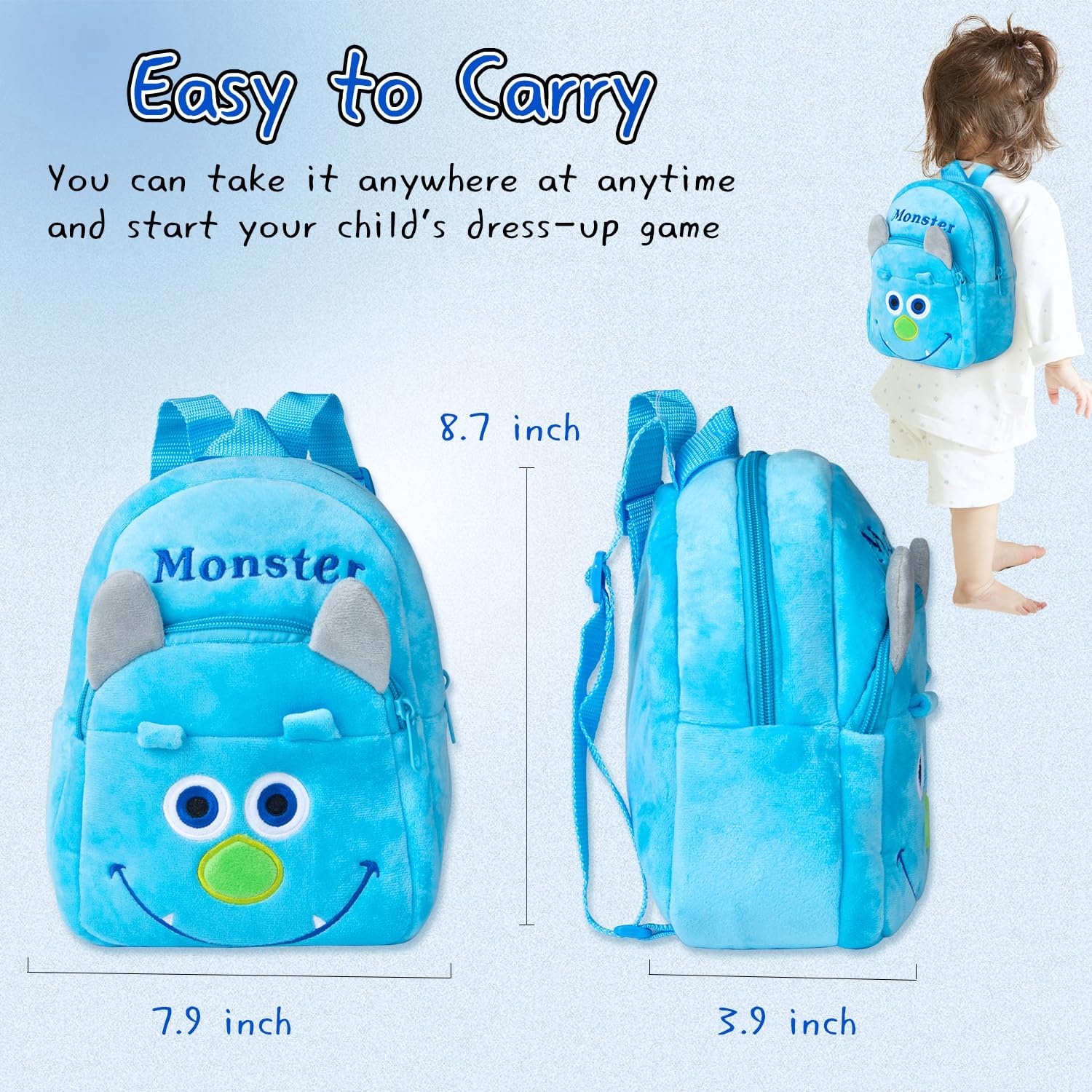 PEDOLLTREE 12 Pcs Set Reborn Baby Doll Clothes Accessories Blue Puppy Outfit Set for 18-22 Inch Newborn Baby Boy Reborn Doll Clothes with Monster Backpack