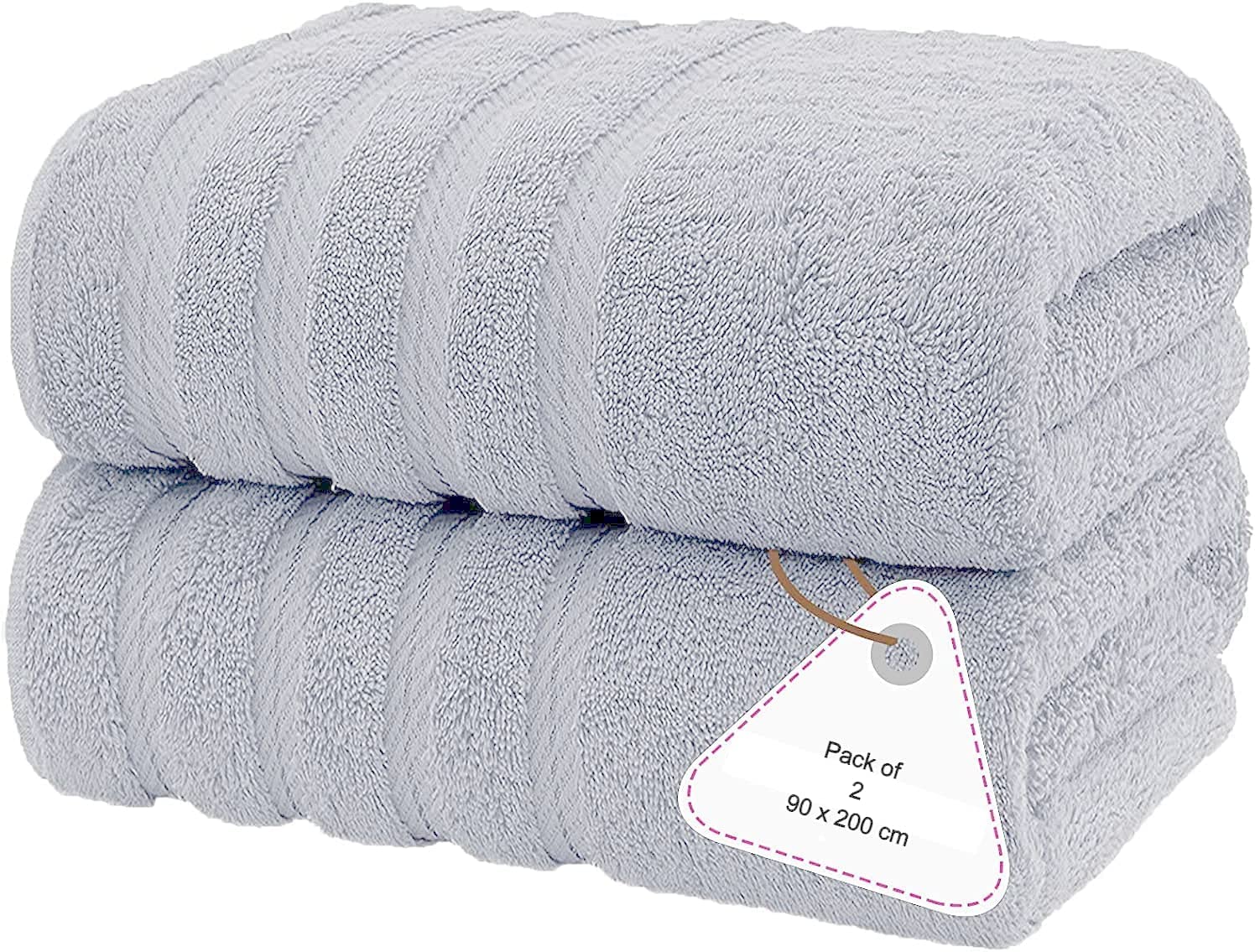 EDB 2 X Large Super Jumbo Bath Sheets 100% Egyptian Combed Cotton Big Bath Sheet Towels 100 x 200 cm (Silver)