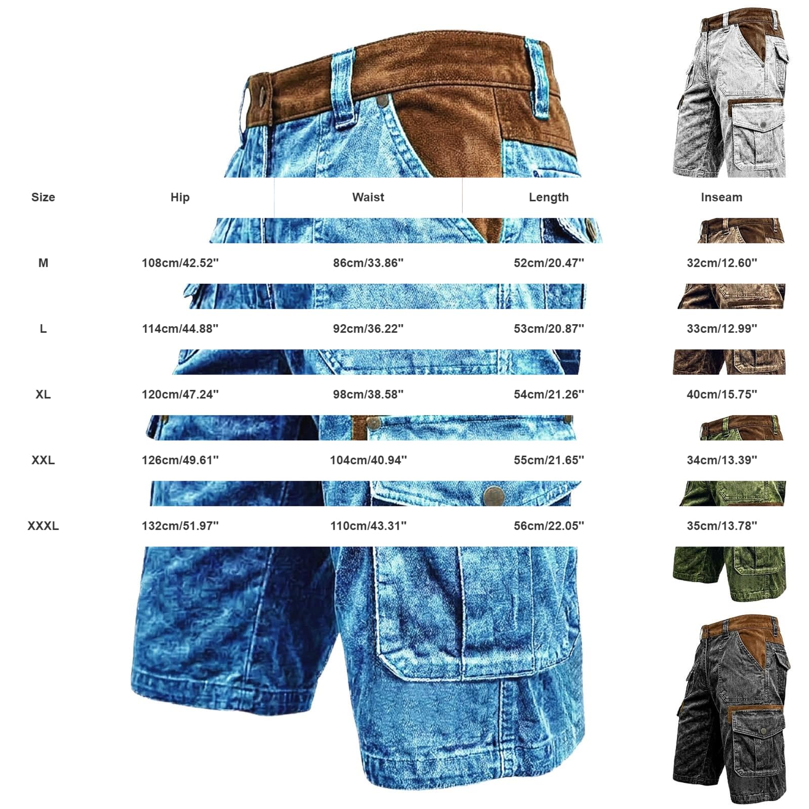 Cargo Shorts Herren Mit Vielen Taschen, Wandershorts Atmungsaktive, Chino