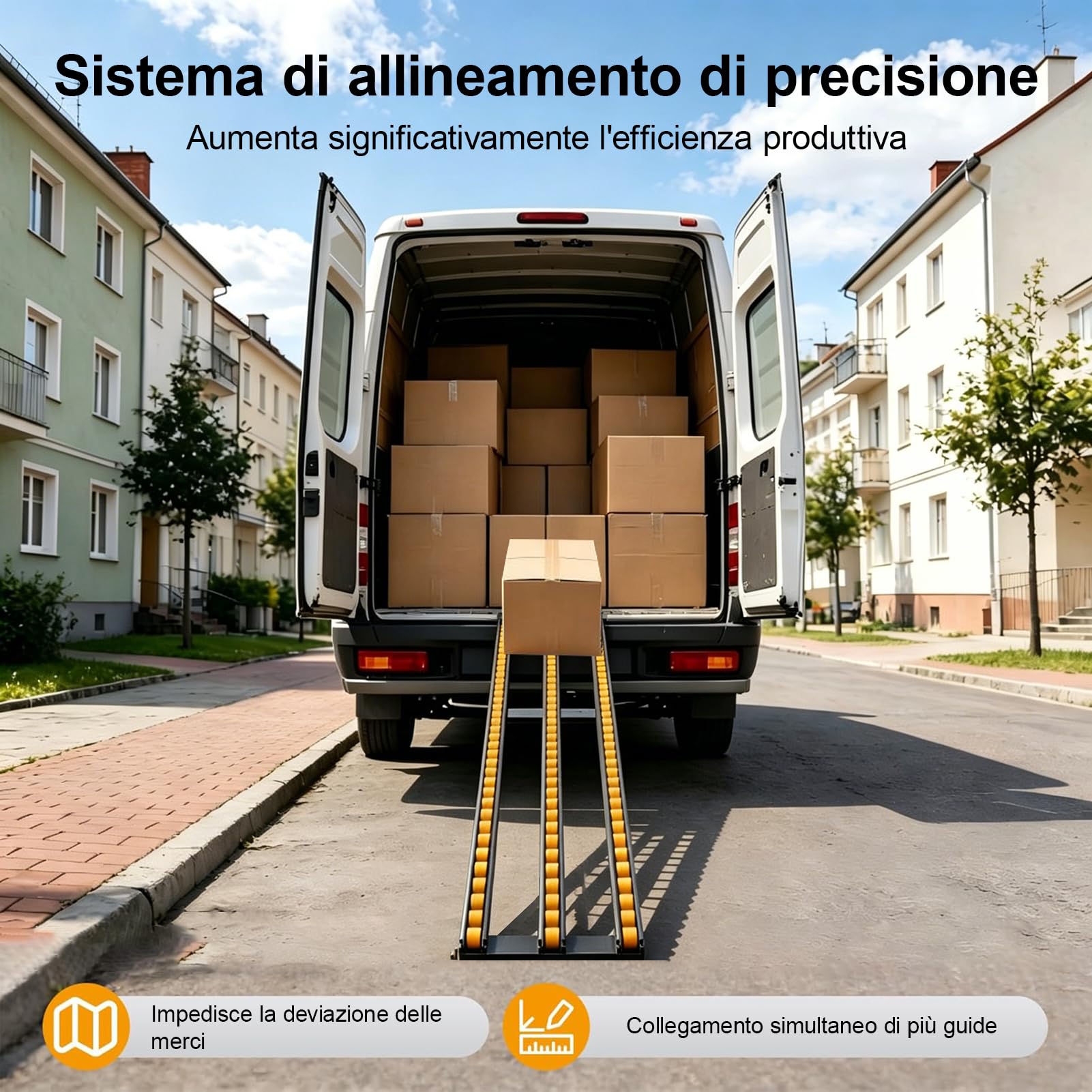 HJZALMI Trasportatore a Rulli a Gravità Robusto, giallo, 35x100cm | rulli ABS resistenti, pratico per trasporto carichi leggeri, ideale per magazzini, officine e linee di imballaggio