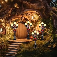 Vista 3 de Baquler 12 piezas de accesorios de aldea de Navidad – Mini modelos de luz de calle, miniaturas, lámpara en miniatura, linterna de camino, poste