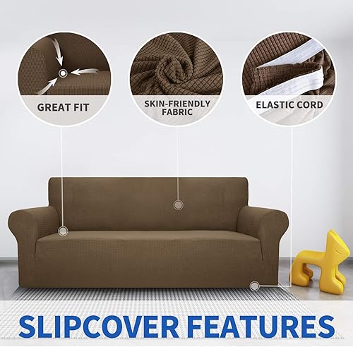 Miniatura 3 de MAXIJIN Funda súper elástica para sofá de 3 cojines, funda universal de 1 pieza para sofá de sala de estar, protector de muebles de elastano, apto