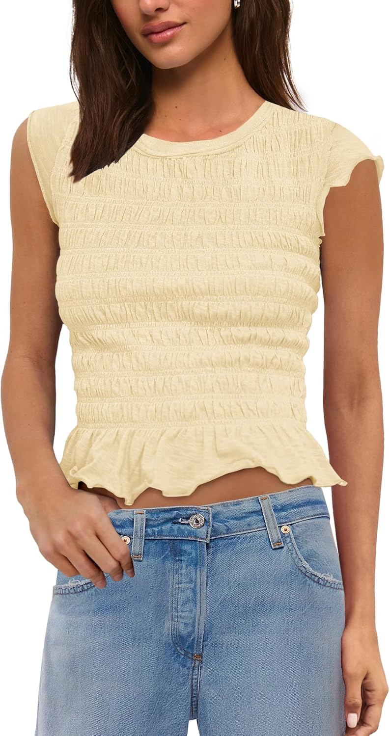 Panadila Womens Crop Tops Short Sleeve Shirts Ruched Fitted T Shirts Summer Going Out Tops Y2k Baby Tees