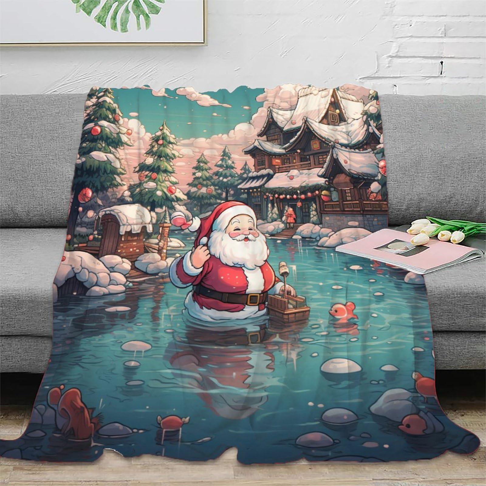Cadeau de Noël pour garçons et filles avec cette couverture douce Père Noël 3D