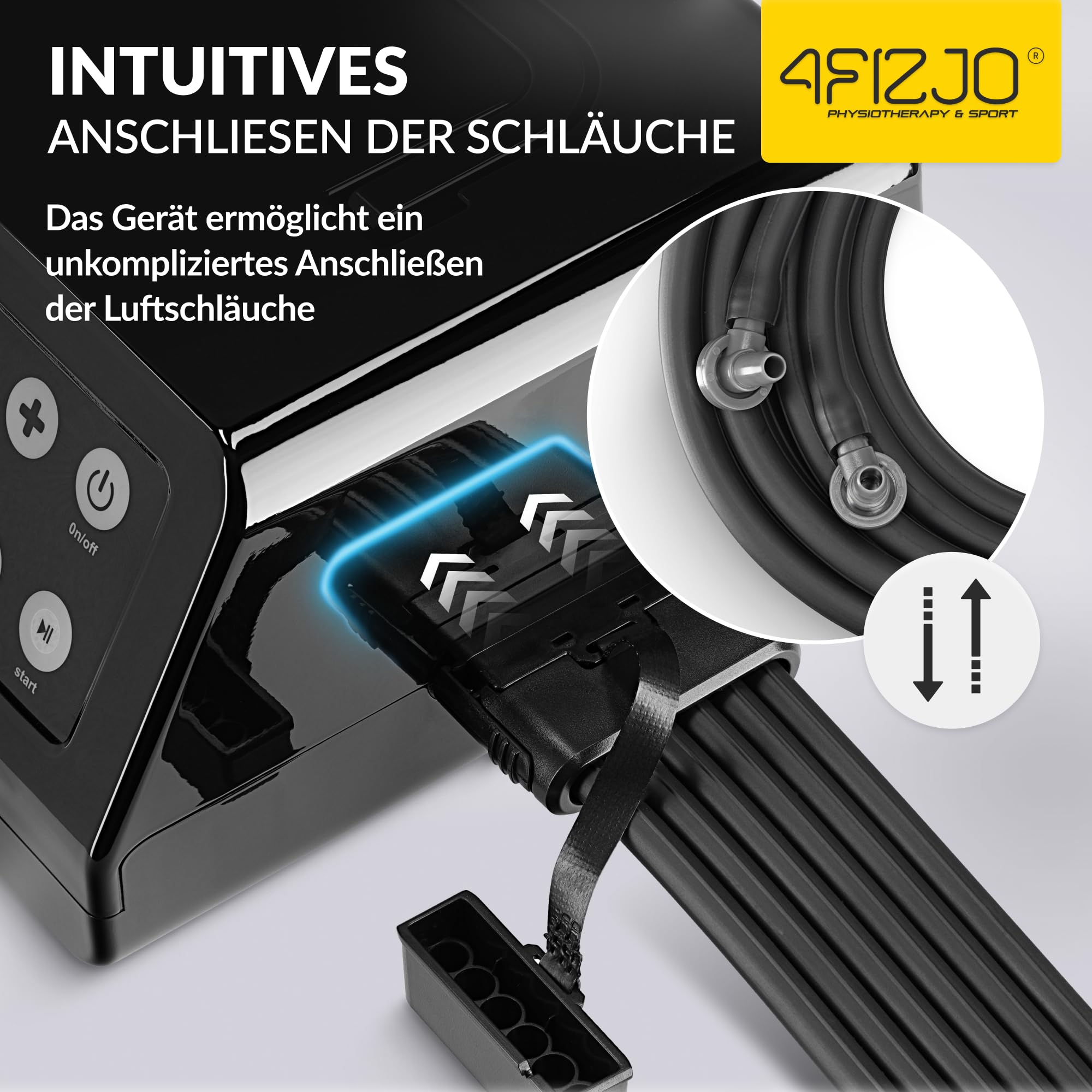4FIZJO Lymphdrainage-Gerät MED C6, Pressotherapie, Beinmassagegerät, Für Venenrückfluss & gegen Wassereinlagerungen, Maximale Recovery & Entspannung, 30-250 mmHG, 6 Luftkammern, 6 Massageprogramme