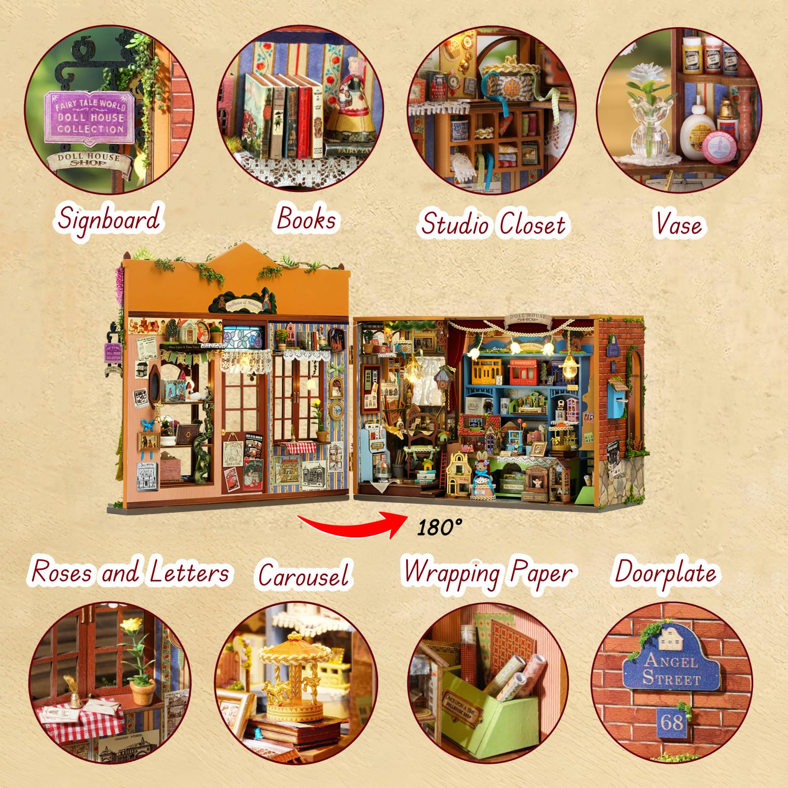 Fairyland Curiosity House, kit fai da te per casa delle bambole in miniatura, incantato da collezione, con dettagli vintage, design a libro, regalo avanzato per adulti (edizione standard)