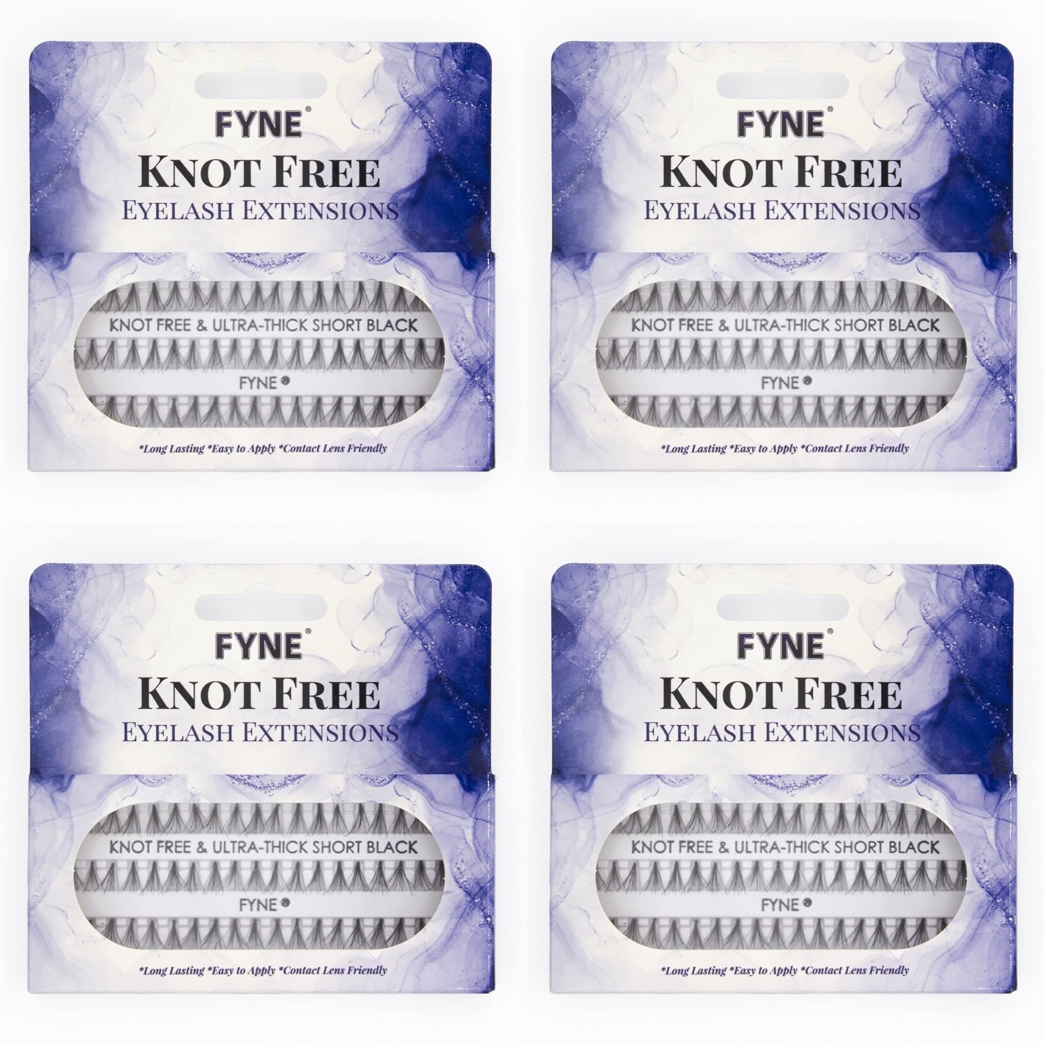 FYNE - KNOT FREE Individual Eyelashes - 240 Pcs, 8mm Short Ultra Thick, Single Pack, Black, 4 count (Pack of 1)