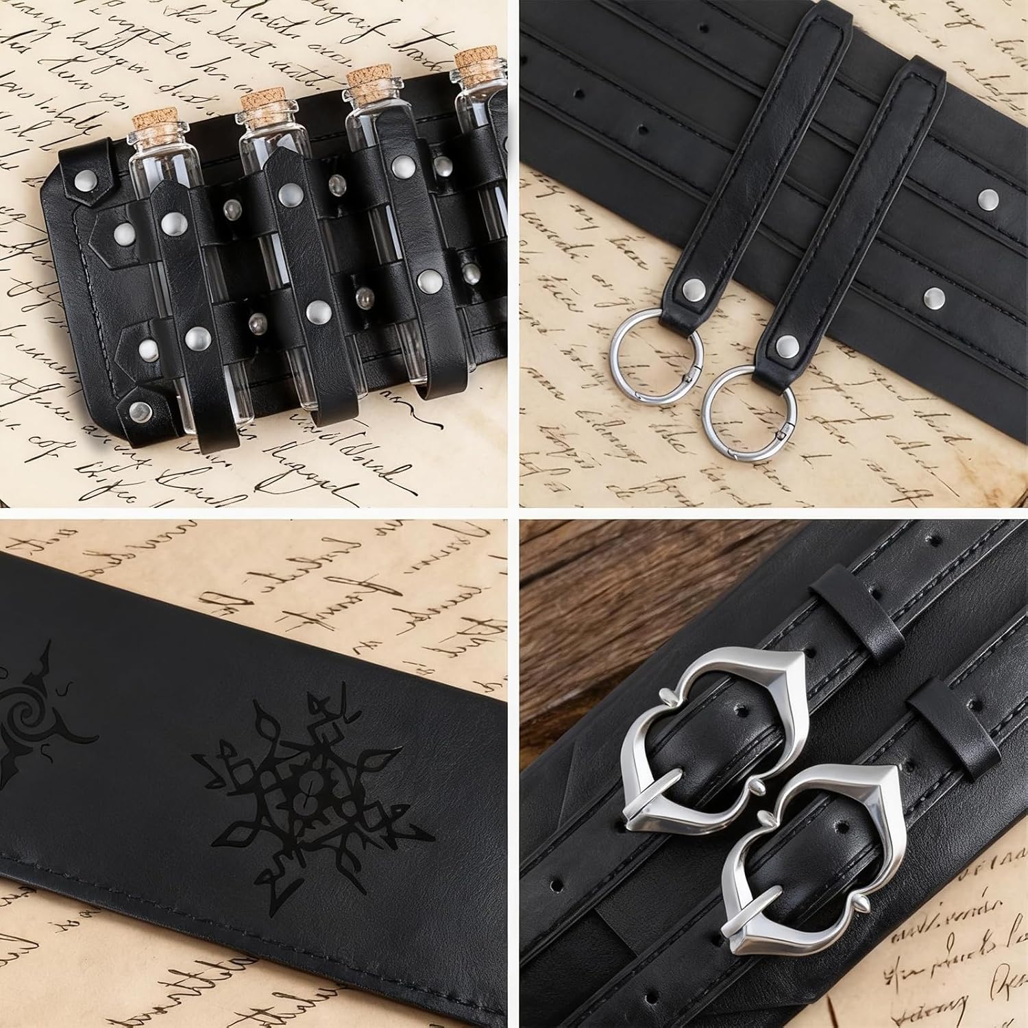 Medieval Viking Wide Belt - Renaissance Faux Leather Pirate Belt Pouch for Men & Women LARP, Halloween, Cosplay Party - Image 4