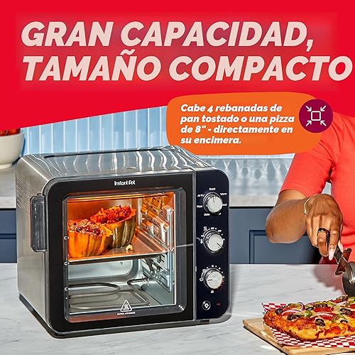 Miniatura 5 de Instant Pot No requiere precalentamiento* Horno tostador con freidora de aire de 4 rebanadas con tecnología InstantHeat, 7 en 1, freír al aire,