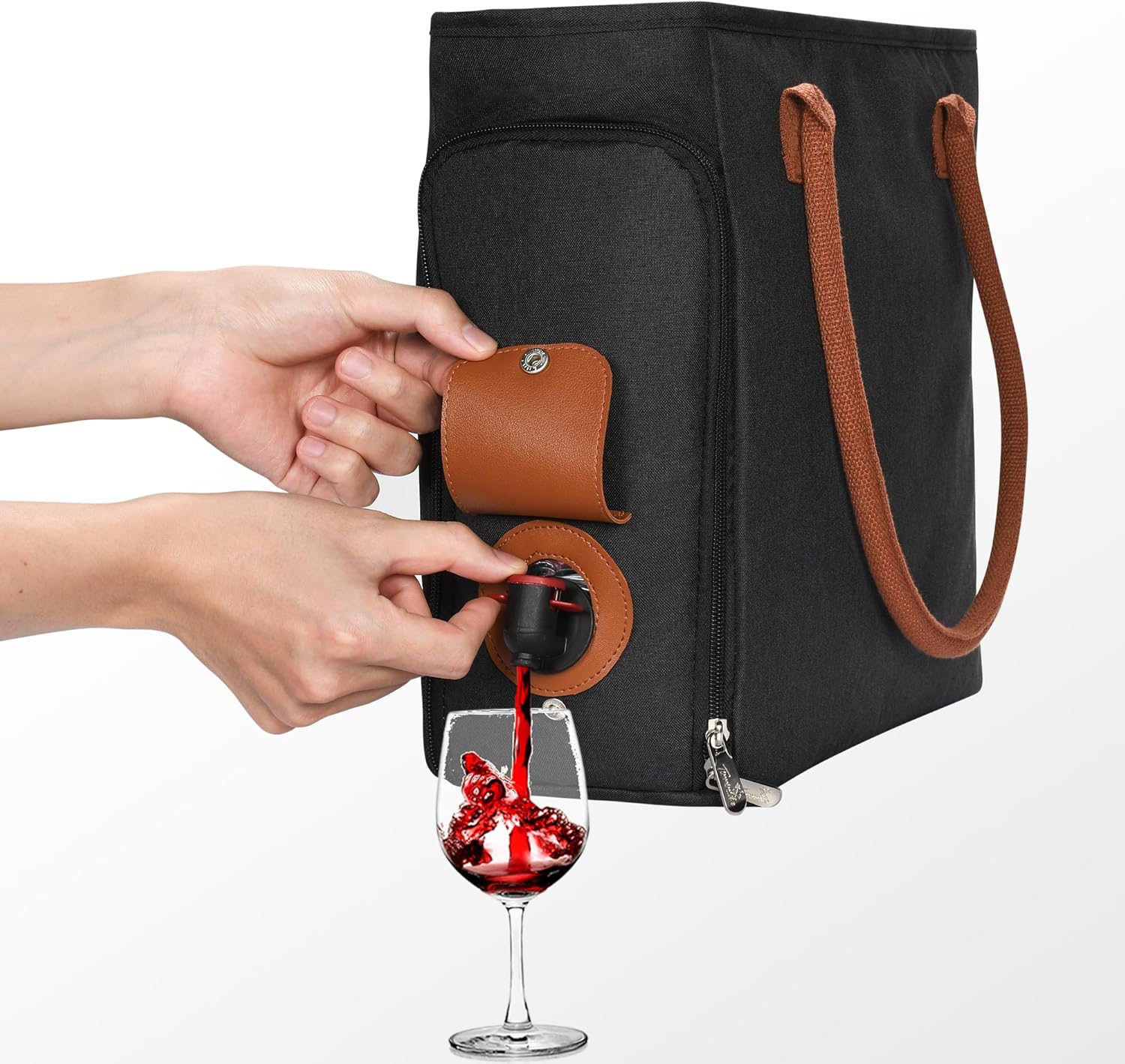 Tirrinia Wine Tote Bag, Beach Cooler for Travel Gift, Drink Purse Travel Bag with Spout for Picnic, BYOB, Party, Dinner, Pool