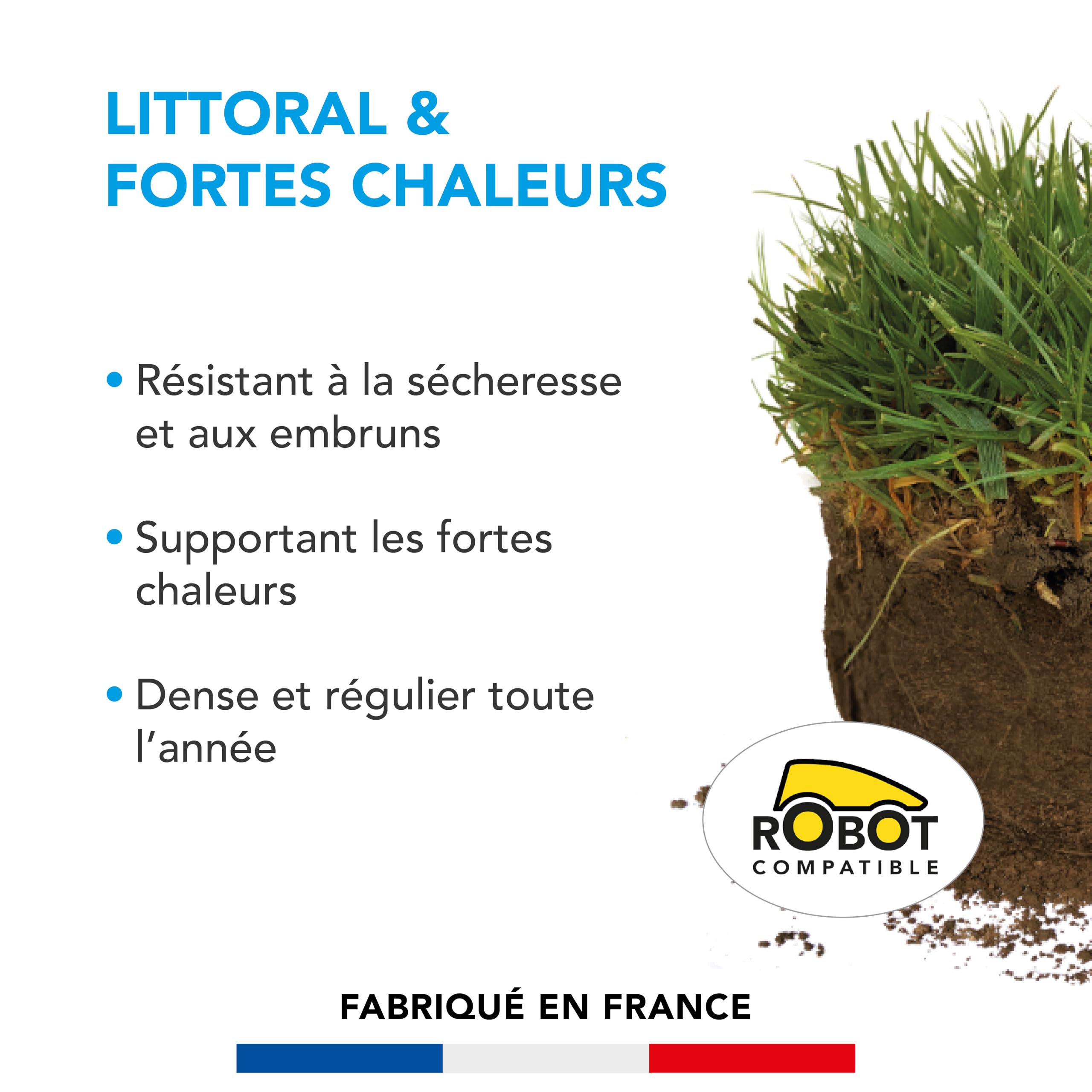 Barenbrug Gazon Littoral & Fortes Chaleurs 3kg Résistant Sécheresse Embruns