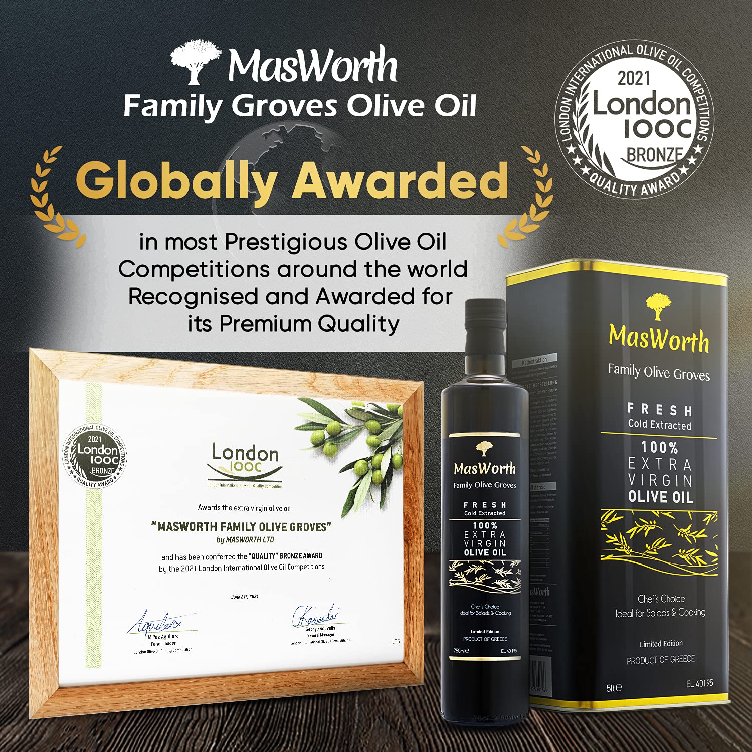 MasWorth Olive Oil Family Olive Groves 100 Extra Virgin Olive Oil