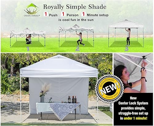 Miniatura 2 de CROWN SHADES Toldo desplegable de 10 x 10 pulgadas, incluye 4 paredes laterales extraíbles con cremallera, 4 cuerdas, 8 estacas, 4 bolsas de peso,