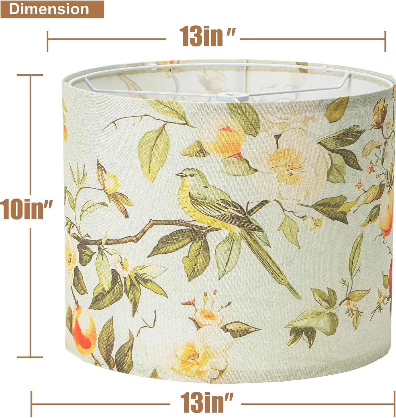 Lamp shades Set of 2,Medium Fabric Lampshades for Table Lamps, Floor Lamps, 13" Top x 13" Bottom x 10" High (Spider Fitter) (Bird, 13 * 13 * 10 inch-2 Pack)