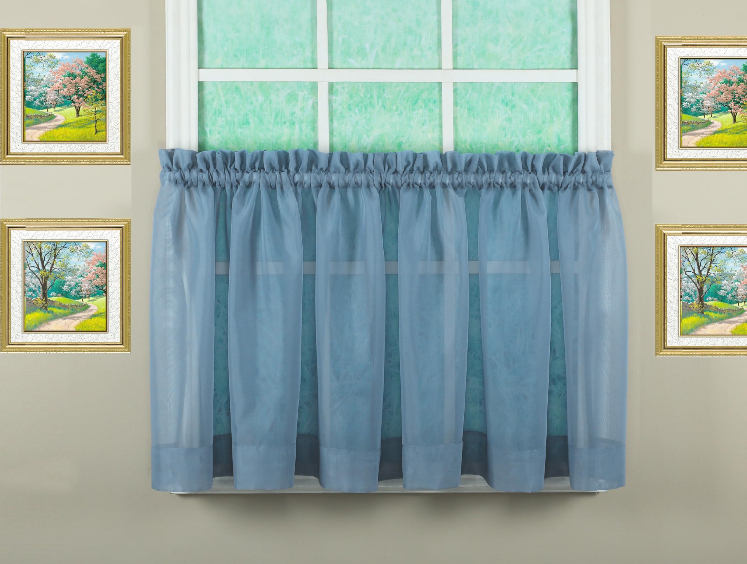 Today's Curtain Emelia Original Voile Tier Pair 36", Wedge Blue, 60" W x 36" L