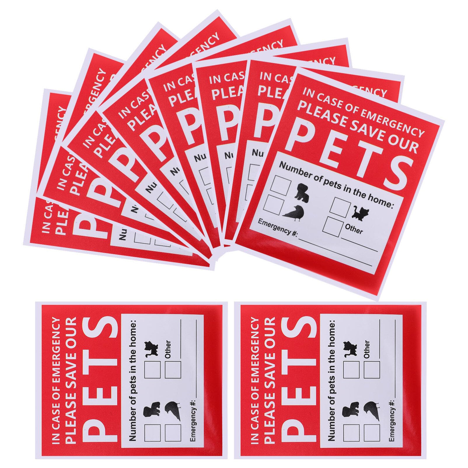Tofficu 10 Sheets Emergency Alert Pet Finder Stickers Static Cling Window Decals Pets Inside Fire Rescue Stickers Save Our Pets Rescue Decal for Window and Door Application Weatherproof - Image 3