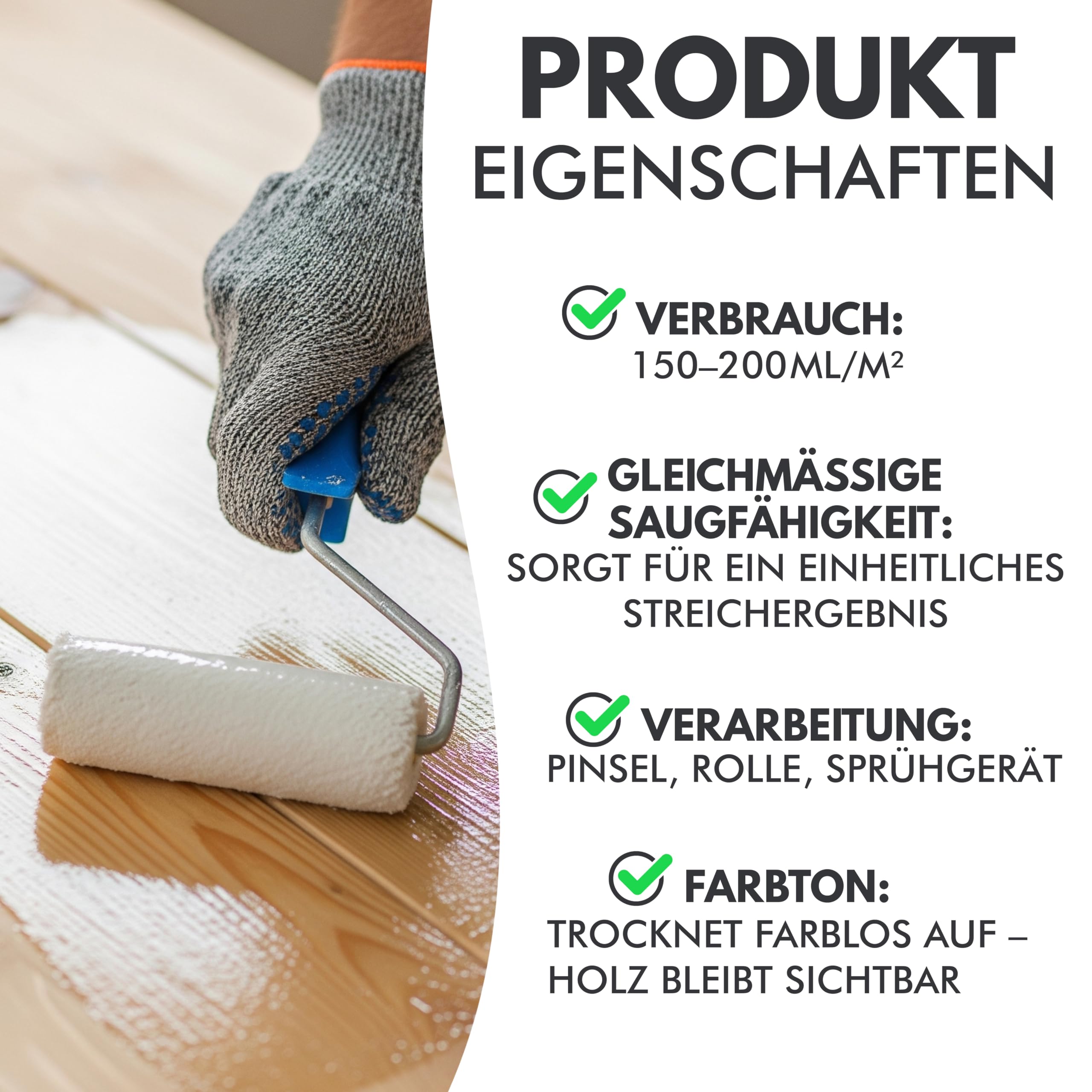 WO-WE Holzgrundierung – Grundierung für Holz innen & außen, lösemittelfrei, atmungsaktiv –10 L