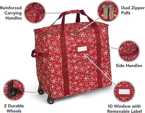 Vista 85 de Covermates Keepsakes Rolling Treasurekeeper Storage Bag - Carrying Handles, ID Window, Dual Wheels - Holiday Storage, Green