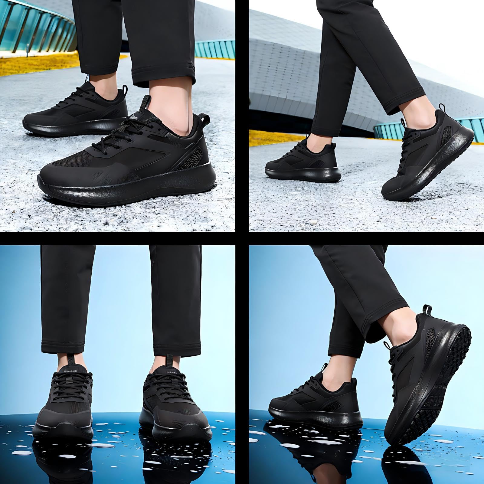 Zapatos de Cocina para Hombre Impermeables para Servicio de Alimentos Calzado para Chefs restaurantes y hospitales Color Negro