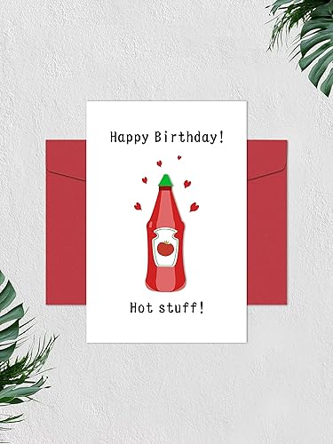 Miniatura 6 de Heollaok Hot Stuff - Tarjeta de feliz cumpleaños, divertida tarjeta de cumpleaños para novio y marido, bonita tarjeta de cumpleaños para novia