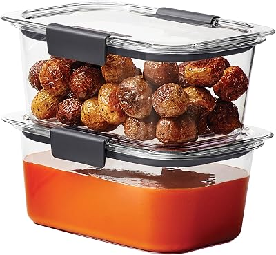 Rubbermaid Brilliance Food Storage Container, Medium Deep, 4.7 Cup, Clear, 2-Pack