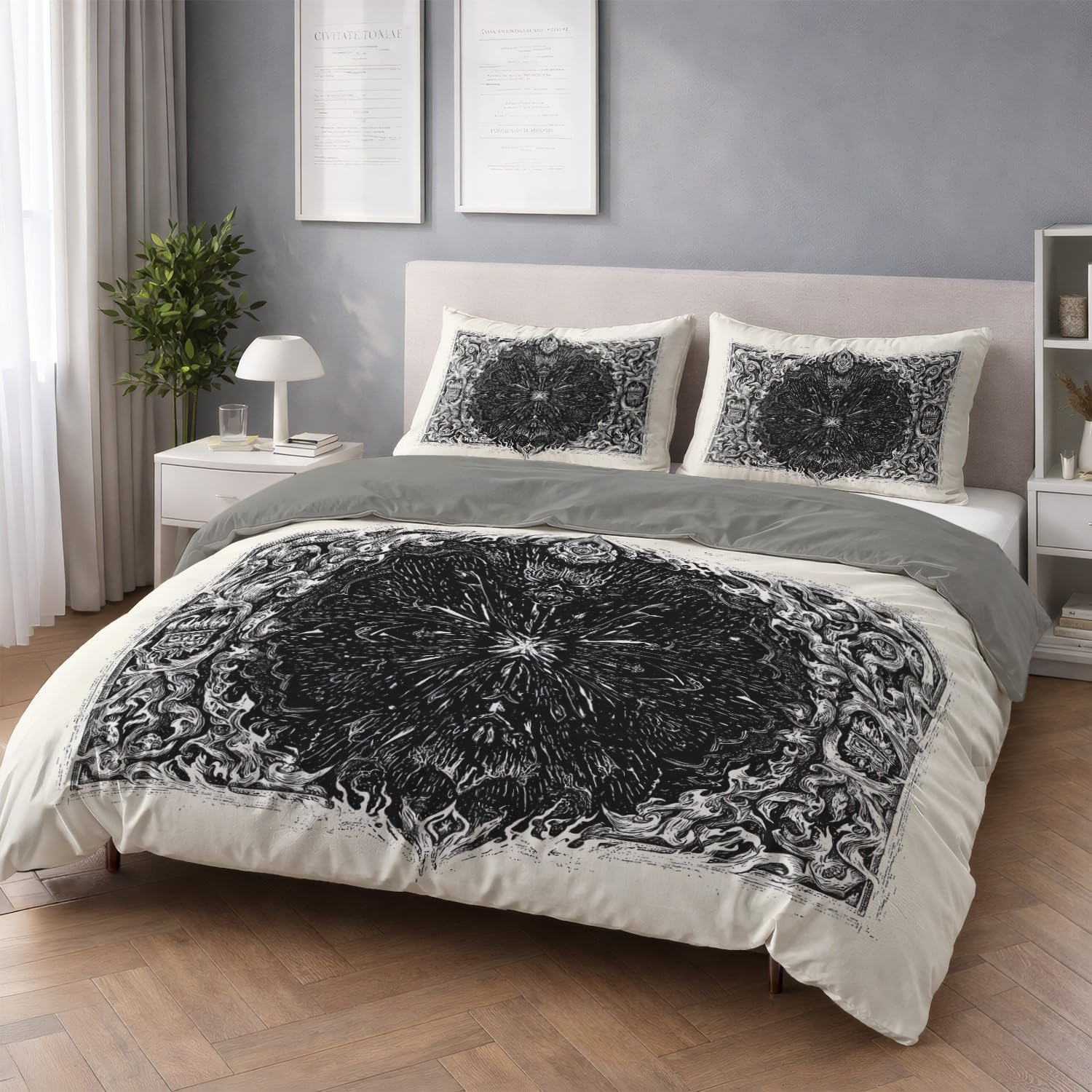 Pościel 200 x 200 cm, klasyczny kompleks vintage, sztuka, dwustronna, poszewka na kołdrę 200 x 200 cm, 3-częściowy komplet pościeli dziecięcej z poszewką na poduszkę 80 x 80 cm i z zamkiem