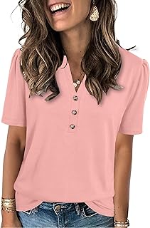 Womens Summer Tops 2026 Short Sleeve Shirts Beach Vacation Outfits Dressy Casual Blouses