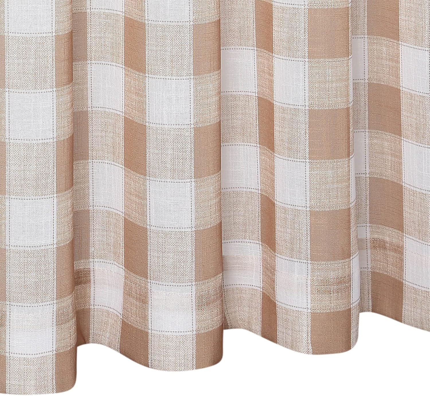 CAROMIO Cafe Kitchen Curtains, Buffalo Plaid Curtain Tiers, Farmhouse Kitchen Window Drapes, Semi-Sheer Kitchen Bathroom Window Shades, 26" W x 45" L, Taupe and White, 2 Panels